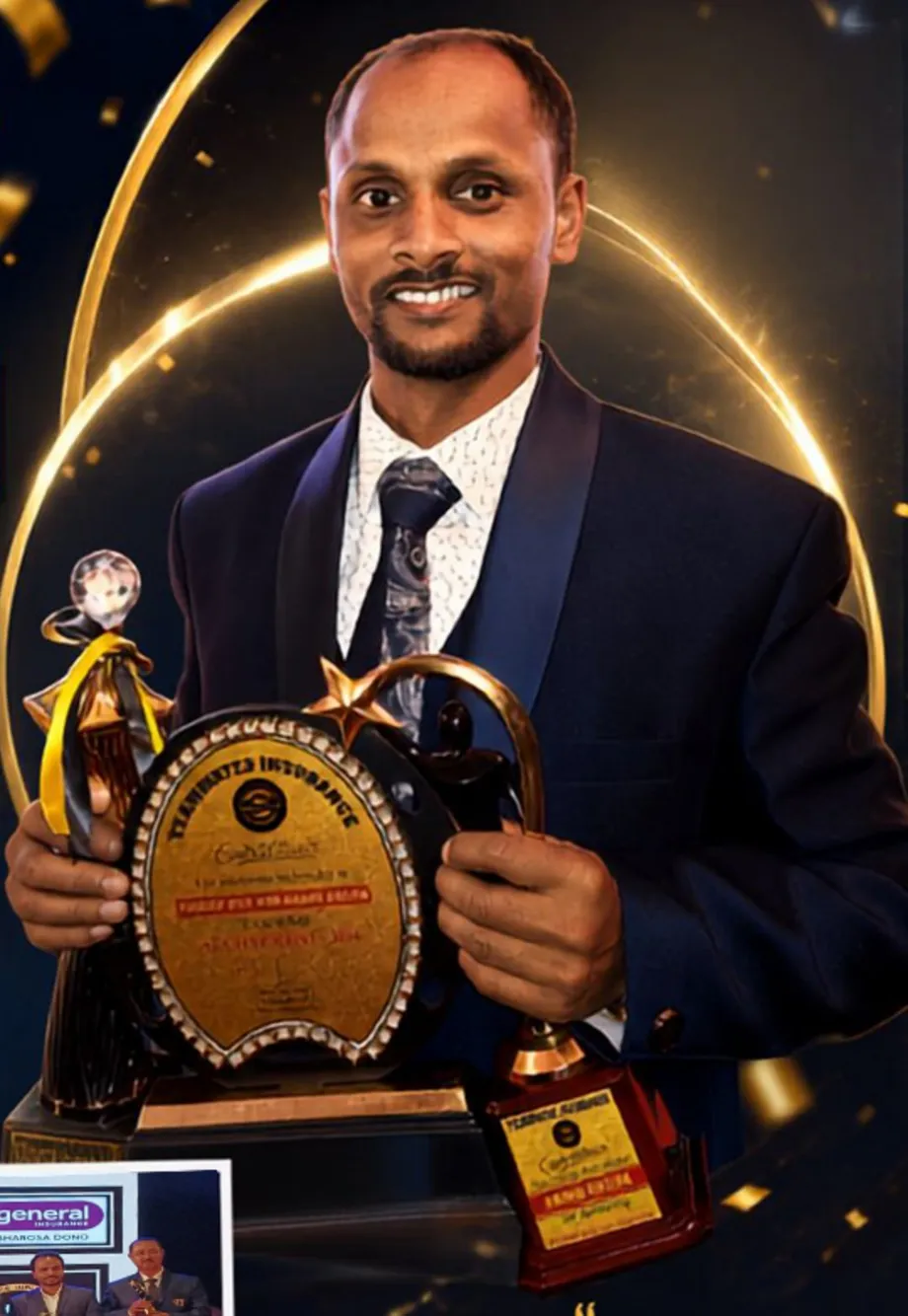 Anjan Kalita holding the Best Businessman Award 2024